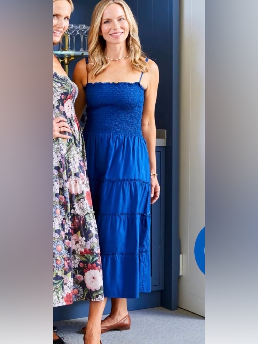 The Beth Blue Smocked Cotton Dress